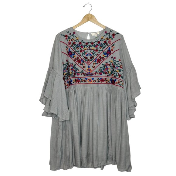UMGEE Embroidered Bell Sleeve Tunic Dress - Picture 3 of 7